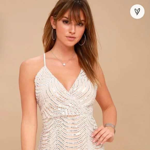 lele white and silver sequin mini dress Lele White and Silver Sequin Mini Dress